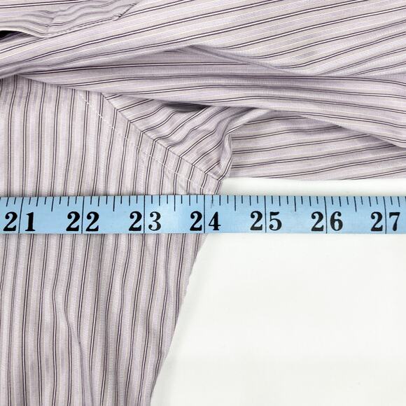 John Varvatos U.S.A. Purple White Stripe Cotton Button Shirt 16 1/2 LONG - Picture 8 of 10